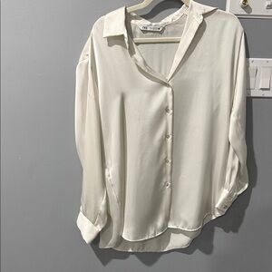 Zara Cream Button-Down Shirt